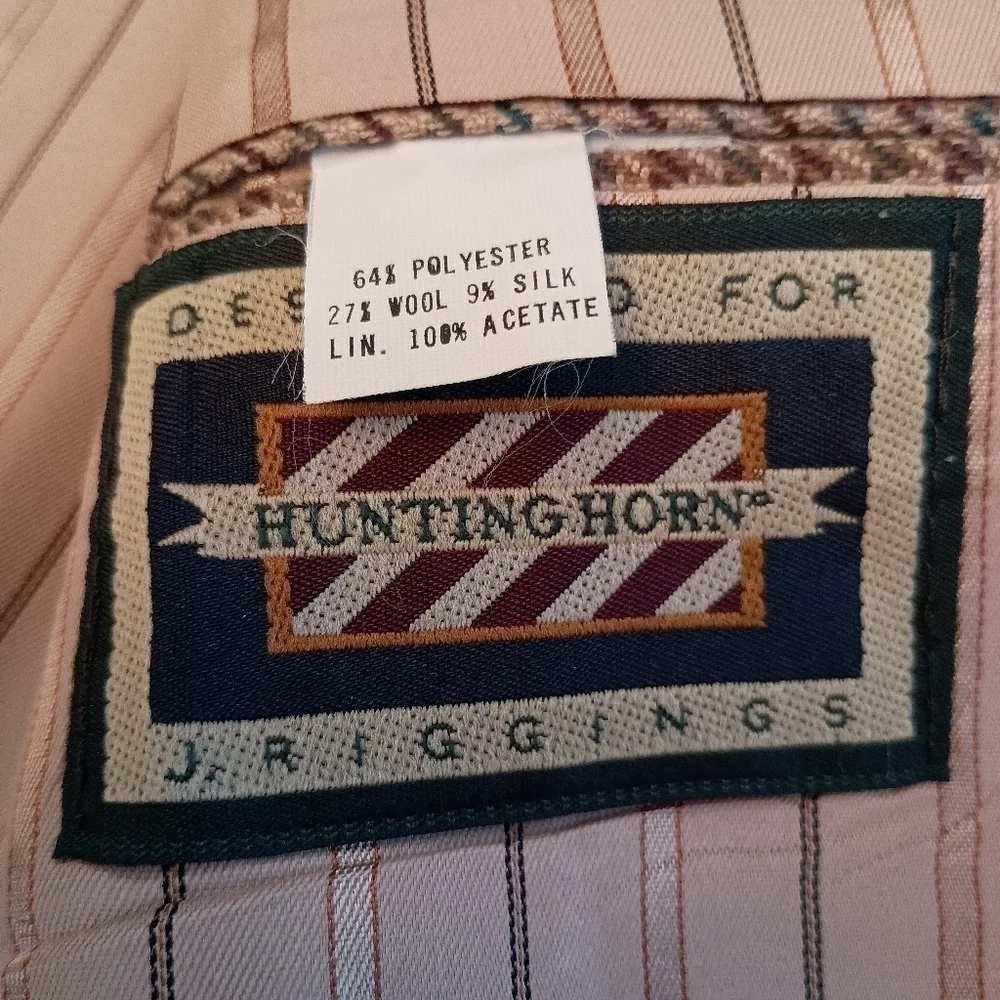 Vintage Hunting Horn by J Riggins Houndstooth Wool Blend Sports Coat/Blazer  42L